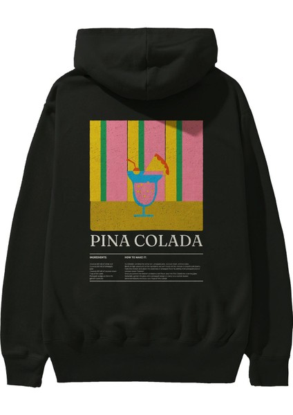 Pina Colada Kokteyl Arka Baskılı Hoodie Oversize Kapüşonlu Sweatshirt Erkek Kadın fiyatları