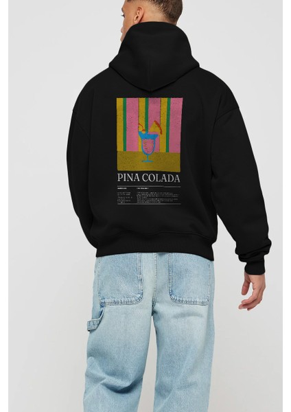 Pina Colada Kokteyl Arka Baskılı Hoodie Oversize Kapüşonlu Sweatshirt Erkek Kadın modelleri