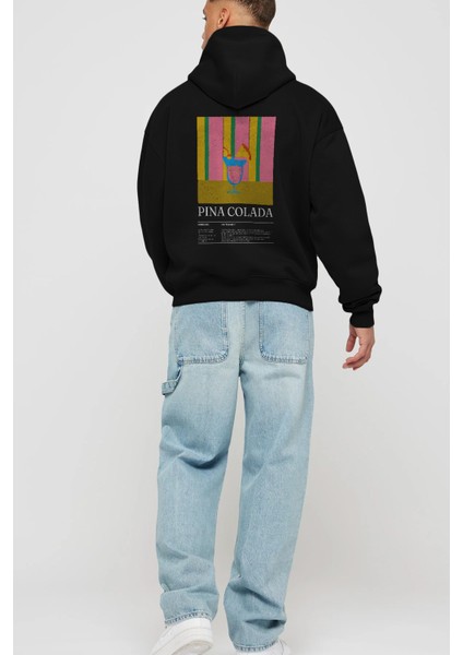 Pina Colada Kokteyl Arka Baskılı Hoodie Oversize Kapüşonlu Sweatshirt Erkek Kadın fırsatları