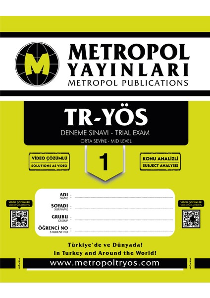 Tr-Yös Deneme Sınavları (Orta Seviye) (15 Fasikül Deneme) modelleri