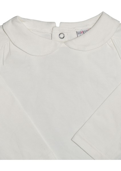 Ekru Bebe Yaka Çıtçıtlı Uzun Kol Aylık Tişört fiyatları