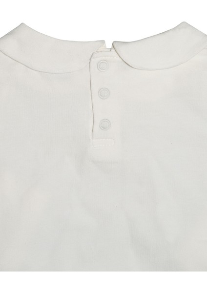 Ekru Bebe Yaka Çıtçıtlı Uzun Kol Aylık Tişört modelleri
