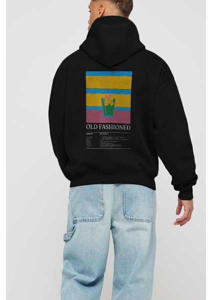 Old Fashioned Kokteyl Arka Baskılı Hoodie Oversize Kapüşonlu Sweatshirt Erkek Kadın modelleri