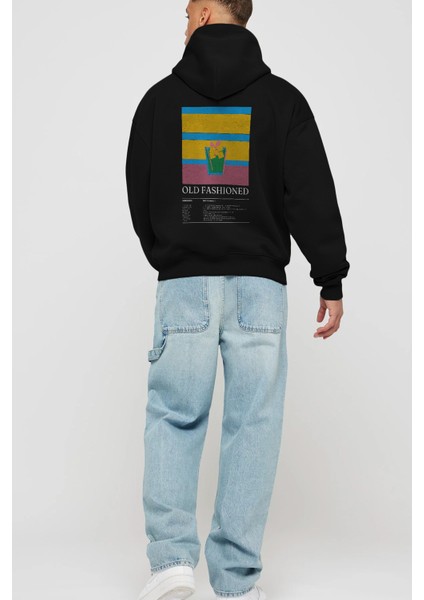 Old Fashioned Kokteyl Arka Baskılı Hoodie Oversize Kapüşonlu Sweatshirt Erkek Kadın fırsatları