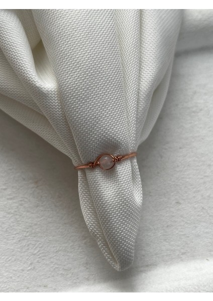 Minimal Ay Taşı Ayarlanabilir Bakır Renk Tel Yüzük