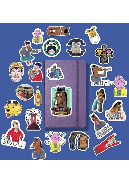 Bojack Horseman Sticker Paketi - Bullet Journal - Ajanda - Planner - Defter - Laptop Etiket Çıkartma