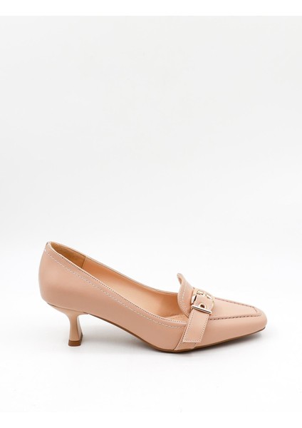 Kadın Kısa Topuklu Tokalı Günlük Ayakkabı PM170 Bej Cilt fiyatları
