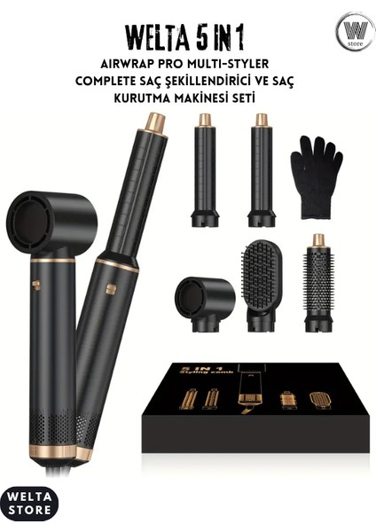 Airwrap Pro Multi-Styler Complete Uzun Hava Üflemeli Saç Şekillendirici &kurutma Makinesi 5 In 1 Set