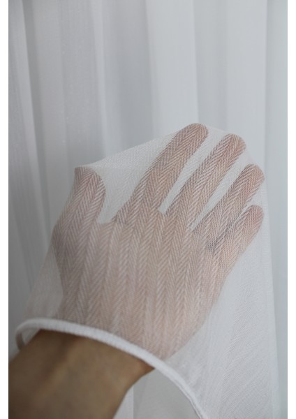 Tül Balık Sırtı Desenli Simli 1/3 Sıklık (Korniş Için)