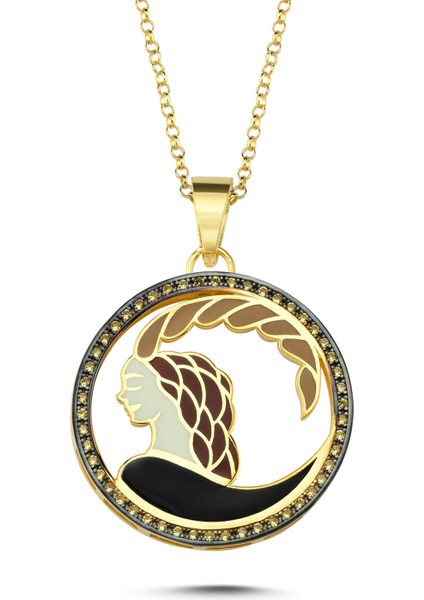 Mineli Oğlak Burcu Altın Kaplama Kolye