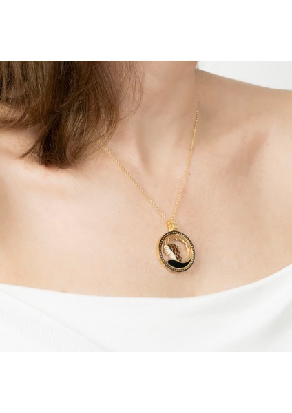Mineli Oğlak Burcu Altın Kaplama Kolye modelleri