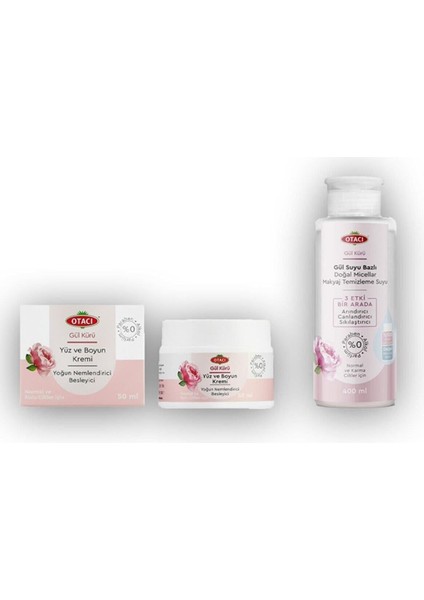 Gül Kürü Gül Suyu Bazlı Doğal Micellar Makyaj Temizleme Suyu Gül Kürü Yüz ve Boyun Kremi Pra