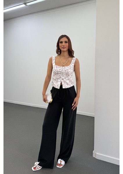 Friya Siyah Modal Beli Lastikli Pantolon