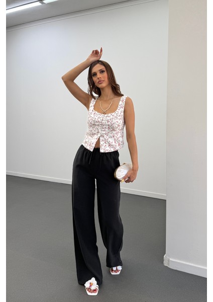 Friya Siyah Modal Beli Lastikli Pantolon modelleri