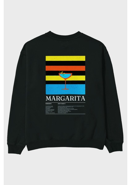 Margarita Arka Baskılı Oversize Sweatshirt Erkek Kadın Unisex