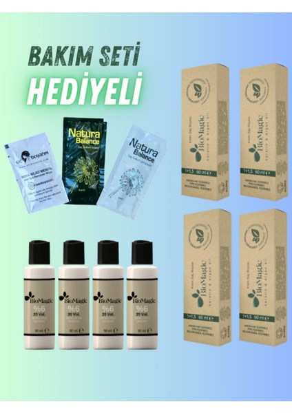 Bio Magic Amonyaksız Saç Boyası 5.03 Fındık Kabuğu x 4 Adet & 20 Vol. Oksidan 4 Adt