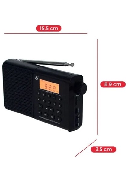 Dx-22 Kablosuz Taşınabilir Hoparlör (Dijital Ekranlı Radyo Özellikli) Telefon, Tv ve Bilgisayar Uyumlu Bluetooth Hoparlör, Taşınabilir Ses Sistemi