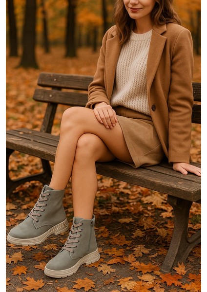 City Style Kadın Bot – Gri Süet & Rahat Taban