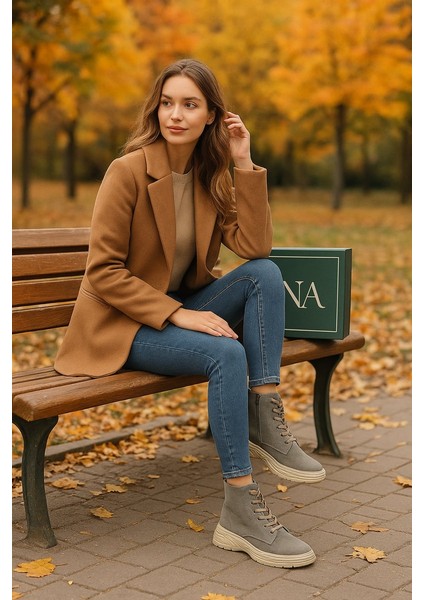 City Style Kadın Bot – Gri Süet & Rahat Taban modelleri