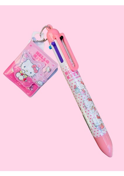 Hello Kitty 6 Renkli Tükenmez Kalem Mini Defter Hediyeli