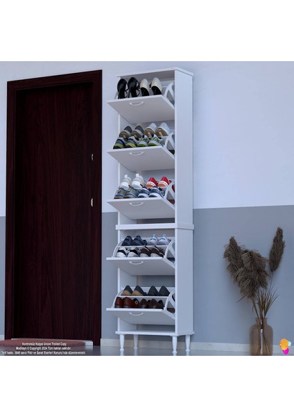 VARBİ UMAY' 2 Li Kapı Önü 52x205x26 cm’ lik 5 Düşer Kapak 10 Göz Bölmeli Ayakkabılık modelleri