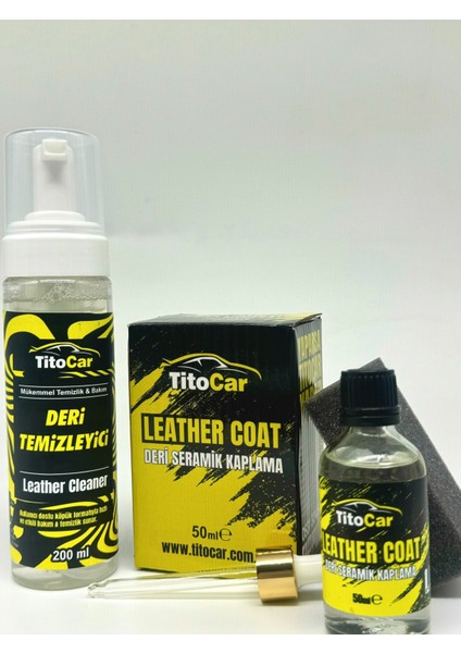 Deri Temizleyici (Leather Cleaner) 200ML x Titocar Leather Coat Deri Seramik Kaplama 50ML