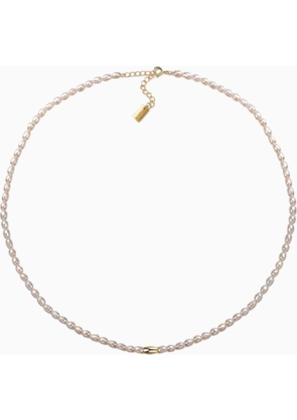 Aılorıa Sanako Kolyesi, 925 Ayar Gümüş, Altın Kaplama Detaylı Tatlı Su Incili Zarif Tasarım