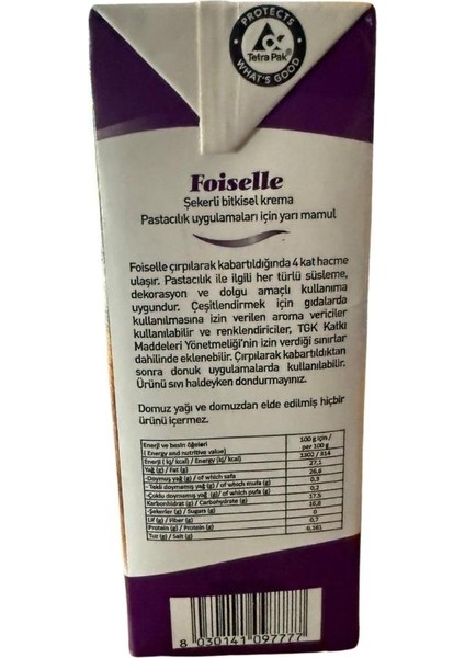 Foiselle Şekerli Sıvı Şanti 1 Lt – Profesyonel Kullanıma Uygun fiyatları