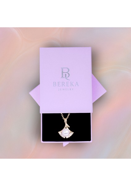 14K Altın Kaplama Inci Yelpaze Kolye - 925 Ayar Gümüş - Zarif Tasarım modelleri