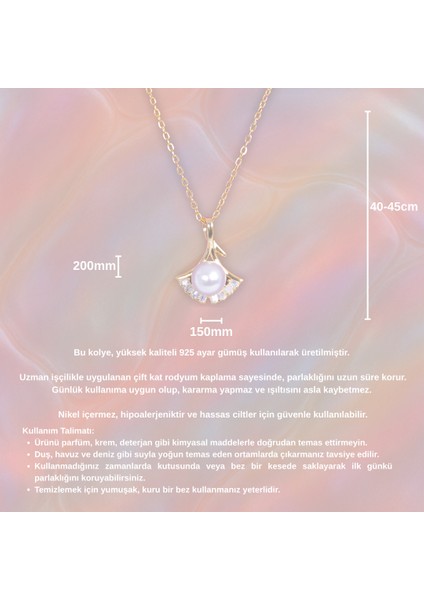 14K Altın Kaplama Inci Yelpaze Kolye - 925 Ayar Gümüş - Zarif Tasarım fırsatları