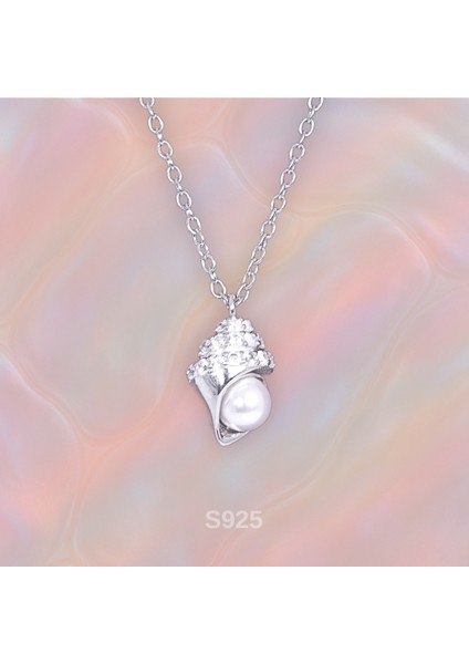 Inci Detaylı Deniz Kabuğu Kolye - 925 Ayar Gümüş - Okyanusun Zerafeti