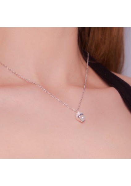 Inci Detaylı Deniz Kabuğu Kolye - 925 Ayar Gümüş - Okyanusun Zerafeti fiyatları