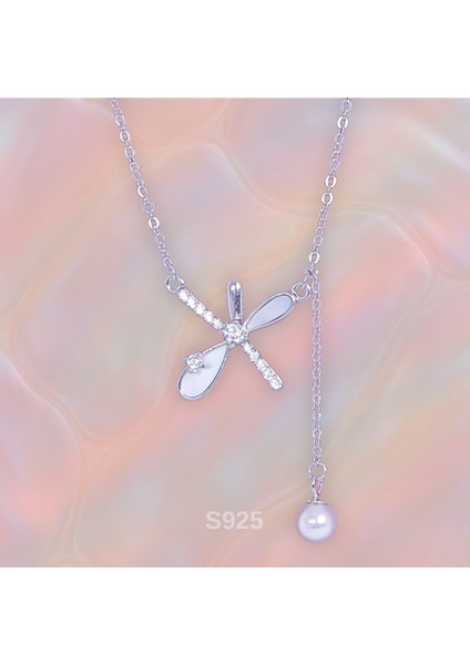 Inci Detaylı Yusufçuk Kolye – 925 Ayar Gümüş – Inci Sallantılı