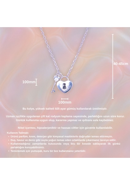 Gümüş Anahtar Kalp Kolye – 925 Ayar Gümüş – Kalbimin Anahtarı Sensin fırsatları