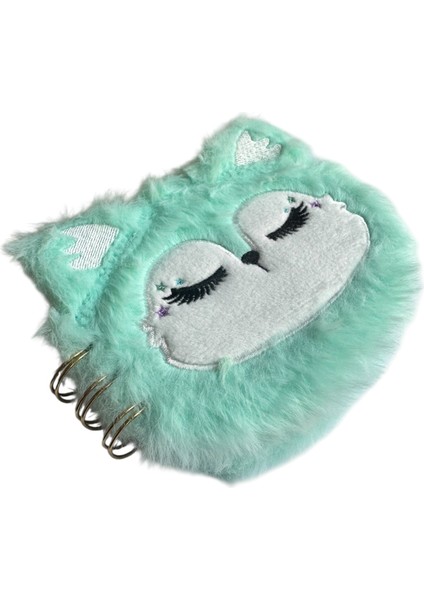 Sevimli Hayvan Karakterli Peluş Kaplı Mini Not Defteri, Spiral Ciltli
