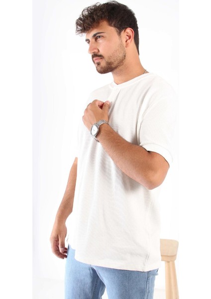 2737 Waffle Düğmeli Yakalı T-Shirt modelleri