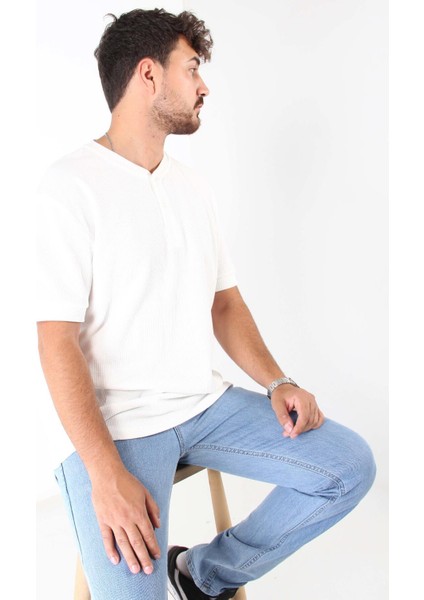 2737 Waffle Düğmeli Yakalı T-Shirt fırsatları