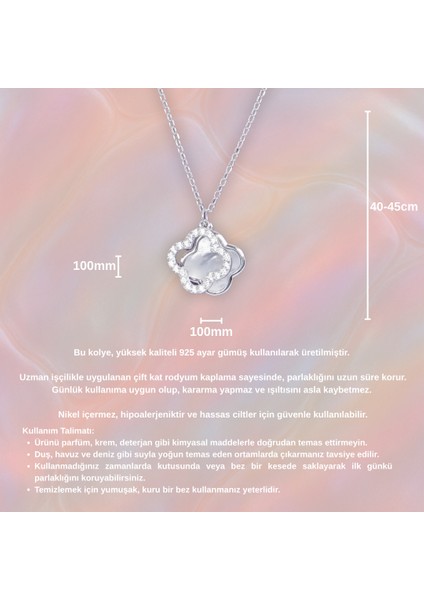 Zirkon Detaylı Sedef Yonca Kolye - 925 Ayar Gümüş - Minimal Zarafet fırsatları
