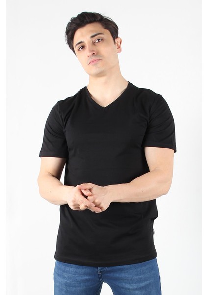 2021 V Yaka Basic Süprem Regular Fit T-Shirt fiyatları