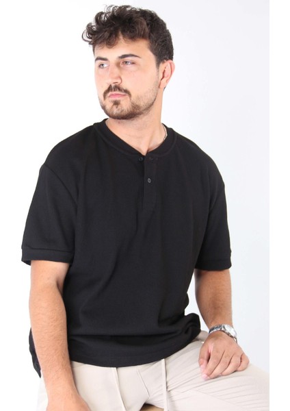 2737 Waffle Düğmeli Yakalı T-Shirt fırsatları