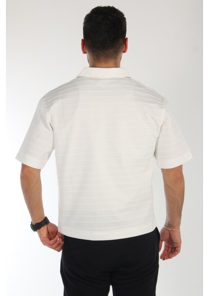 6132 Yakası Fermuarlı Kendinden Çizgili T-Shirt indirimleri