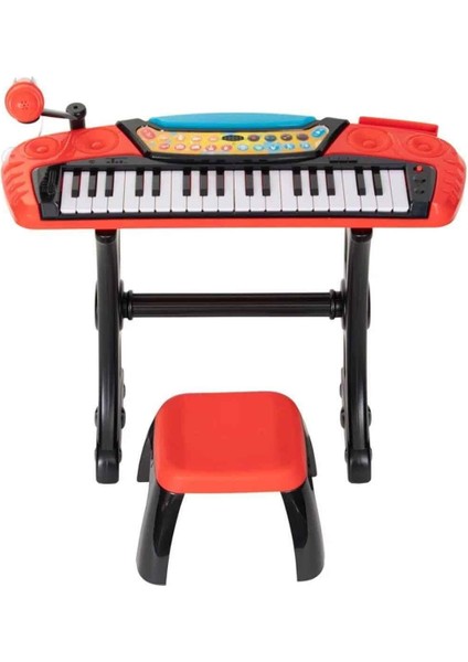 Müzikli ve Işıklı Mikrofonlu Elektronik Tabureli Org Seti