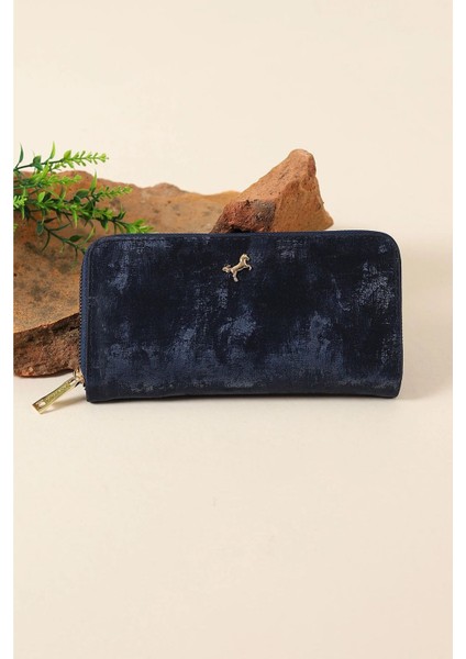 Kadife Görünümlü Bol Gözlü Kadın Portföy Cüzdan