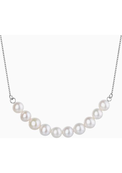 Aılorıa Mıyako Kolyesi, 925 Ayar Gümüş, Tatlı Su Incili, Işıltılı Zarif Tasarım