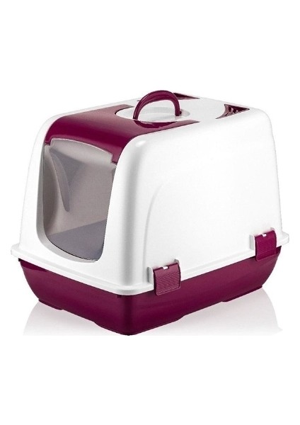 Mikopet Kapalı Küçük Kedi Tuvaleti Bordo