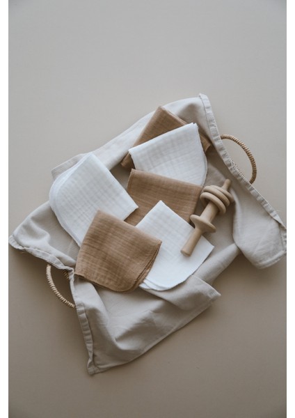 4 Katmüslin 25*25 3 Beyaz 3 Kahve Ağız Mendili fiyatları