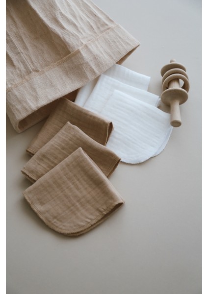 4 Katmüslin 25*25 3 Beyaz 3 Kahve Ağız Mendili modelleri