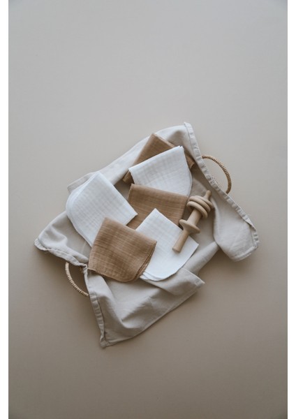 4 Katmüslin 25*25 3 Beyaz 3 Kahve Ağız Mendili fırsatları