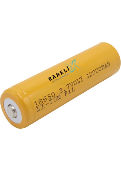 1 Adet 3.7 Volt 12000 Mah 18650 Başlıklı Pil Şarj Edilebilir Pil Li-Ion (Lityum Iyon) Fener Pili fırsatları