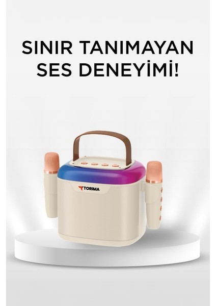 D51 Beyaz Çift Mikrofonlu Kablosuz Parti Hoparlörü modelleri